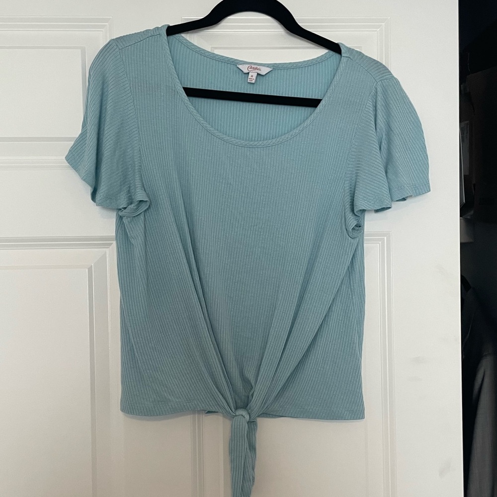 Candie’s Tie Front Short Sleeve Top M